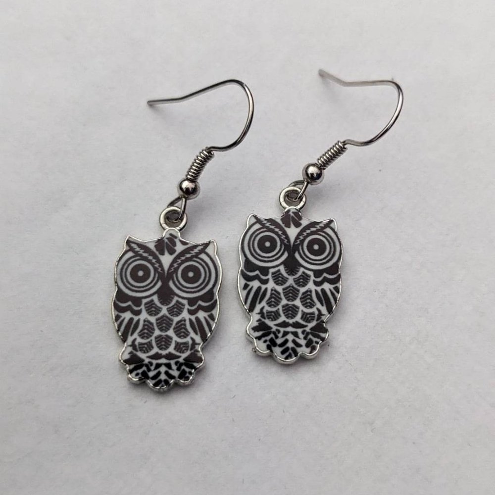 Black Owl Earrings